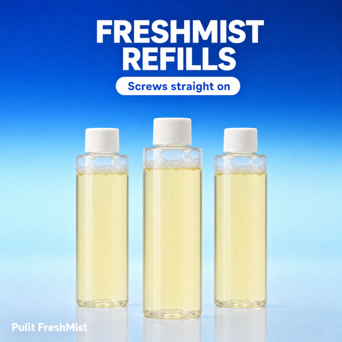 Three Pulit FreshMist refill bottles
